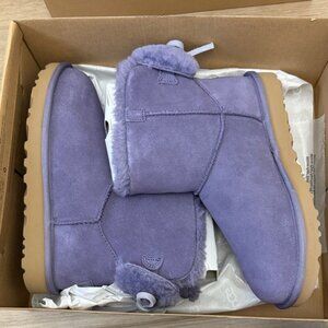 UGG Women Purple Ankle Boots Classic Double Bow Mini Winter Booties NWB Size 7